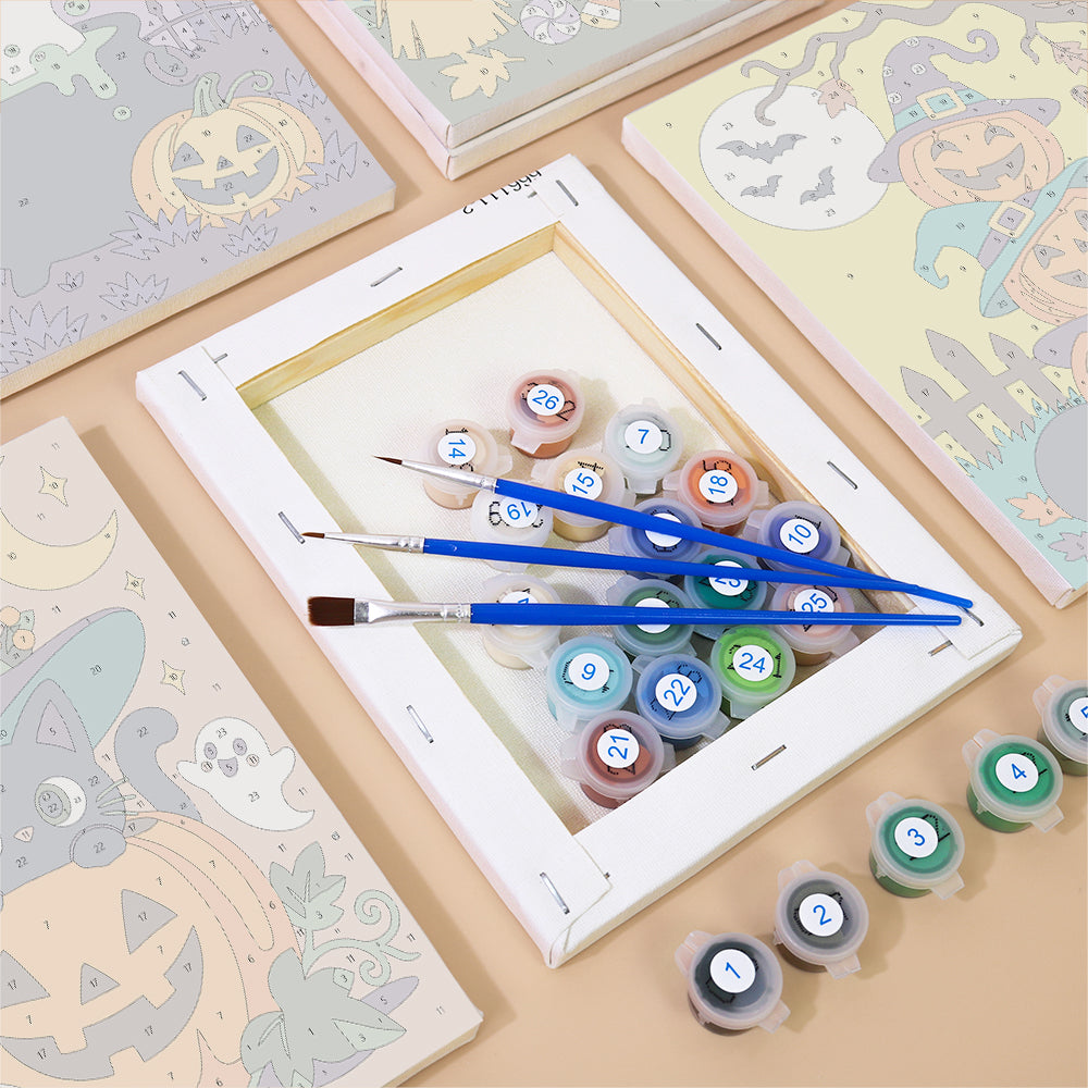 Whimsical Witch and Pumpkin mini paint by numbers – image 2
