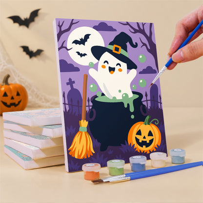 Whimsical Witch and Pumpkin mini paint by numbers – image 3