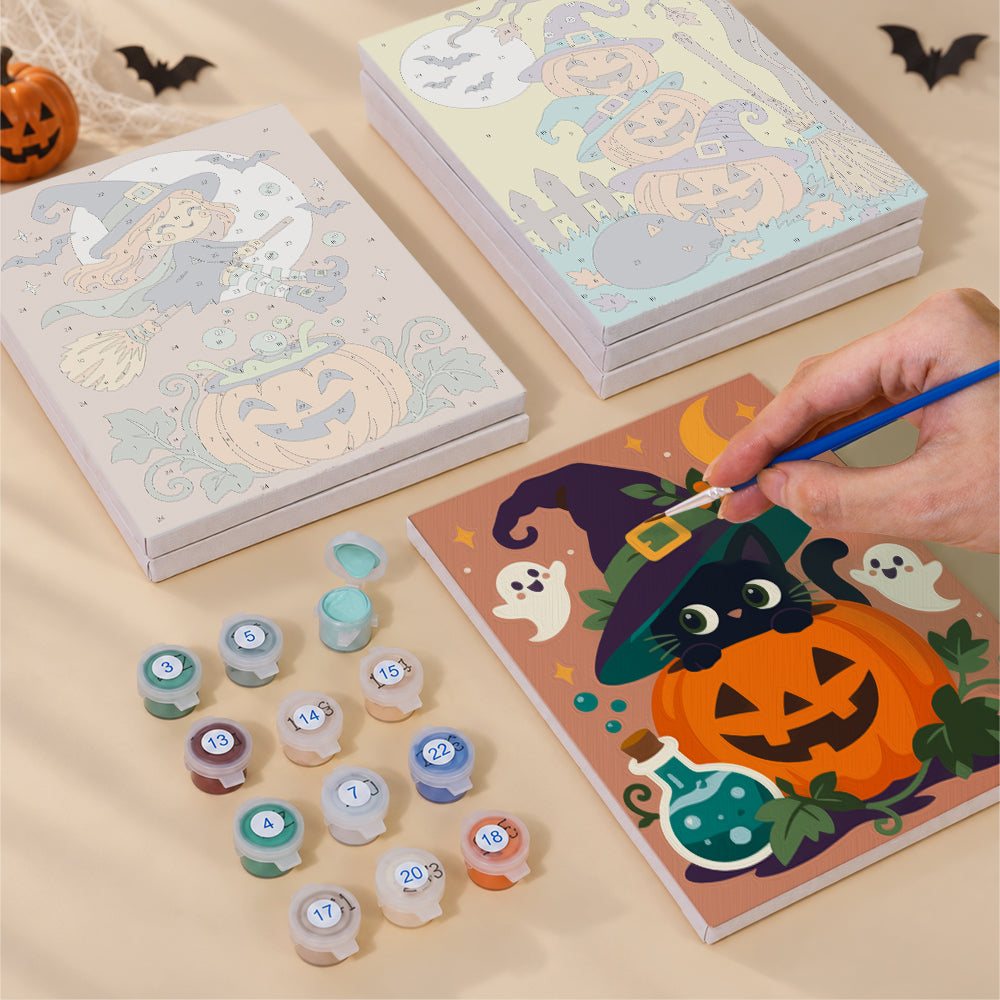 Whimsical Witch and Pumpkin mini paint by numbers – image 4