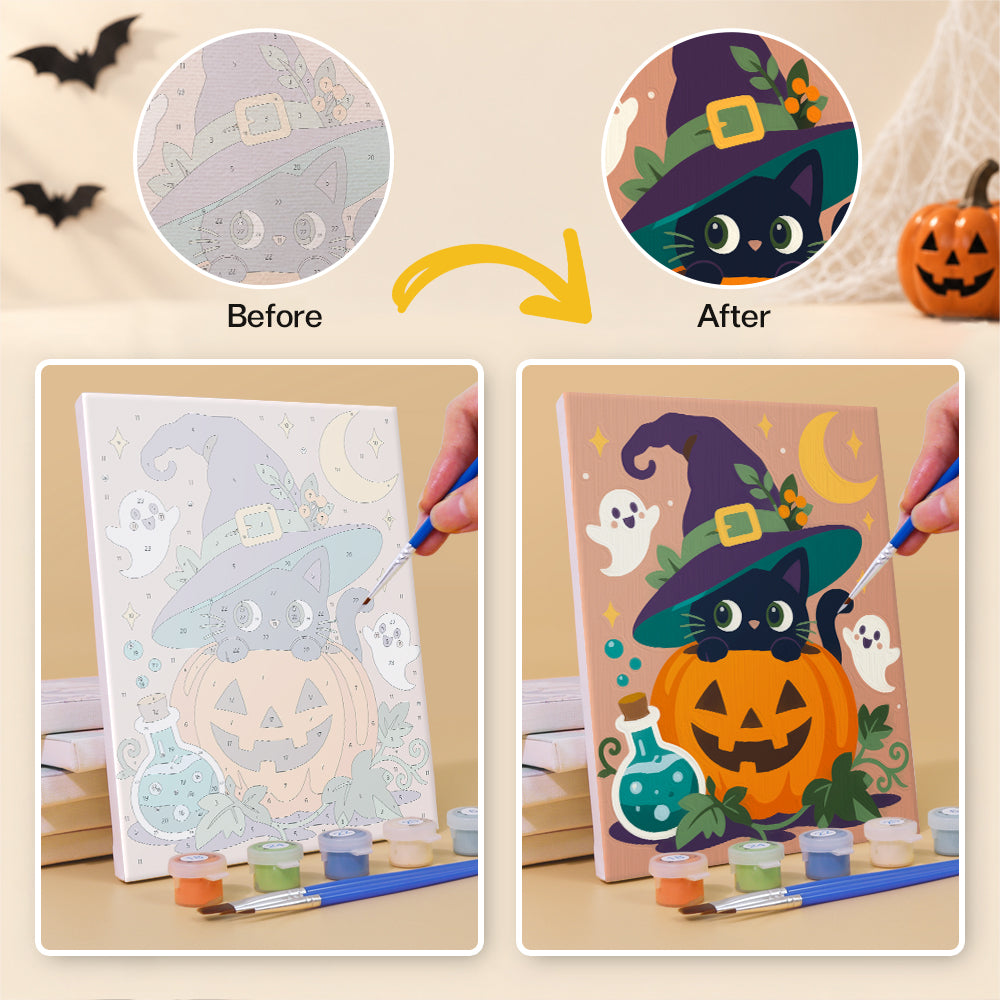 Whimsical Witch and Pumpkin mini paint by numbers – image 10
