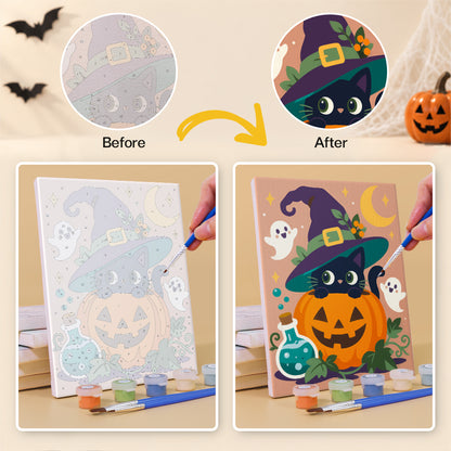 Whimsical Witch and Pumpkin mini paint by numbers – image 10