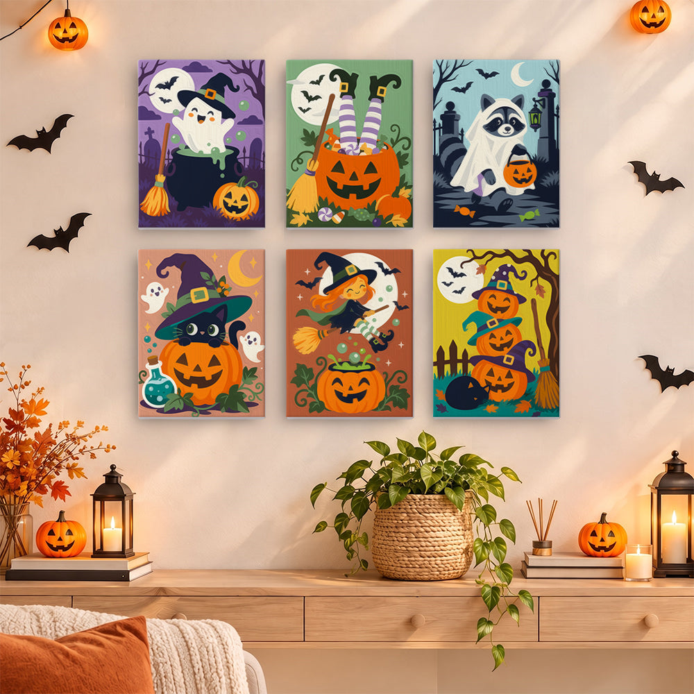 Whimsical Witch and Pumpkin mini paint by numbers – image 14