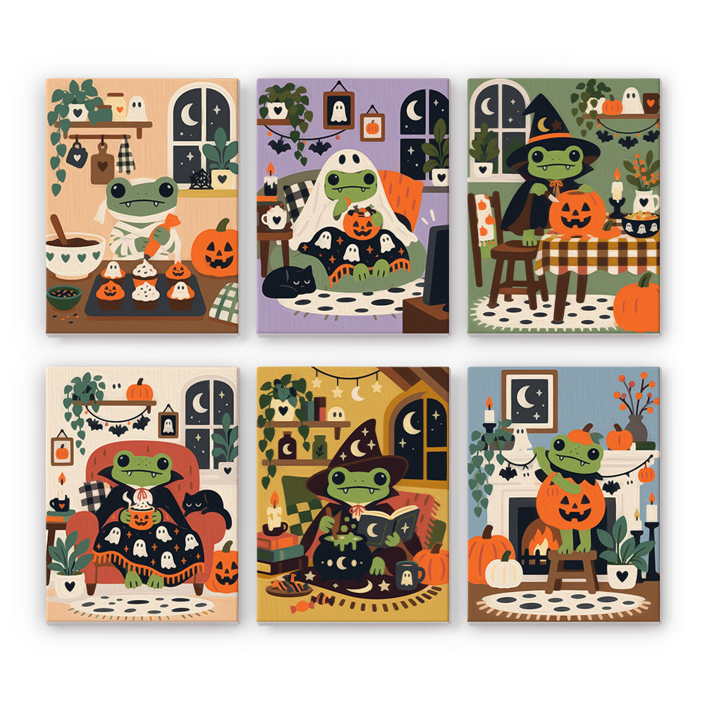 Cozy Halloween Frog mini paint by numbers – image 7