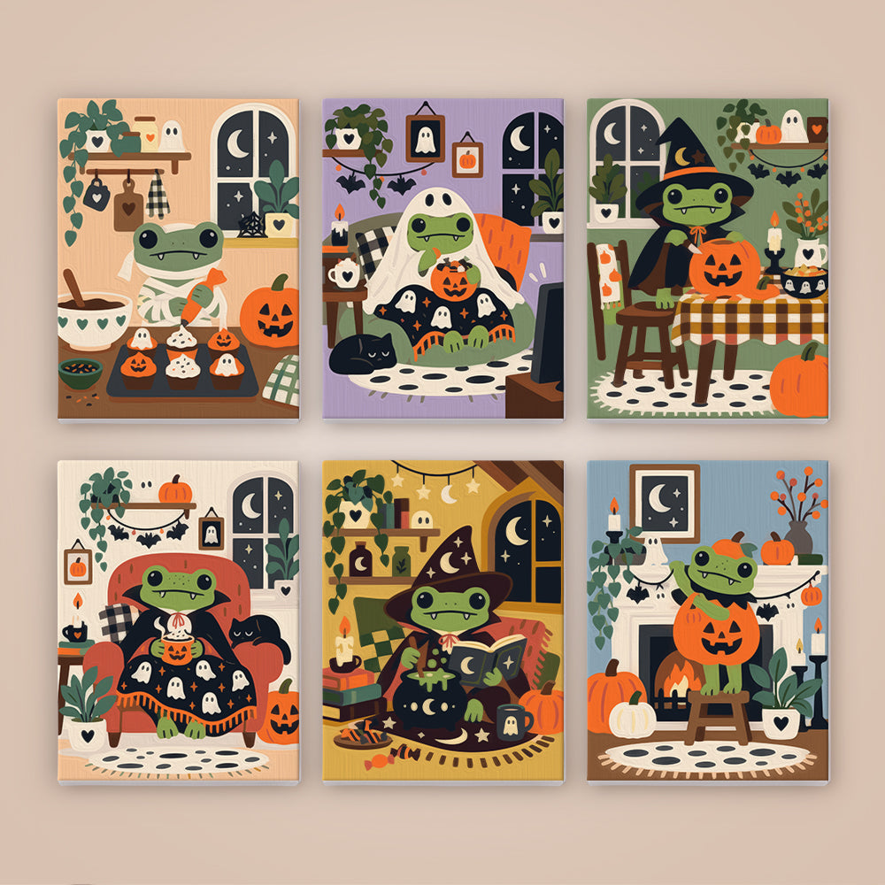 Cozy Halloween Frog mini paint by numbers – image 8