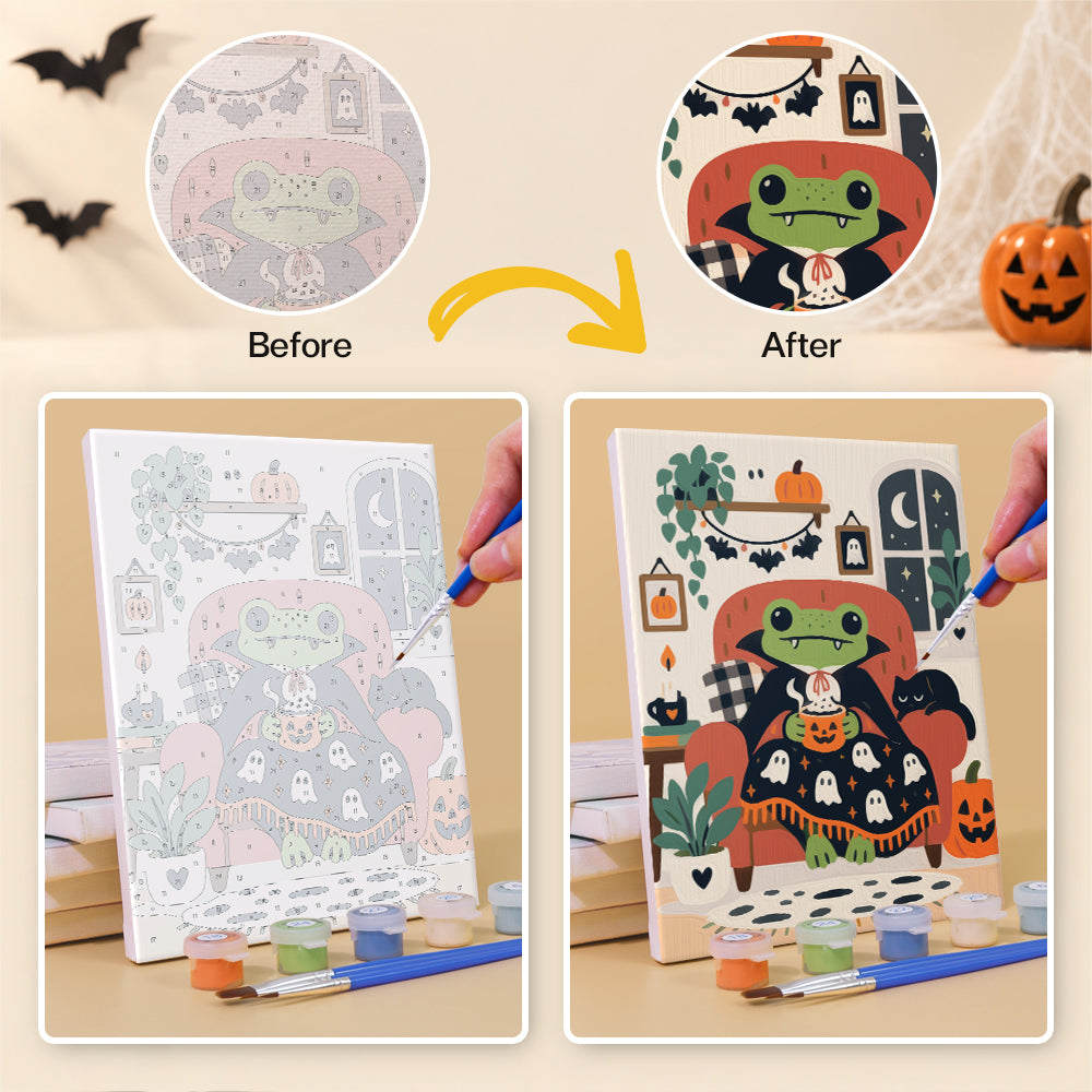 Cozy Halloween Frog mini paint by numbers – image 10