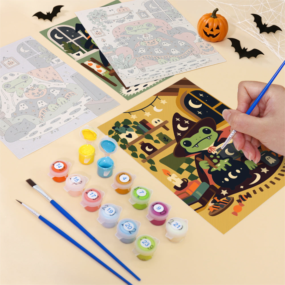 Cozy Halloween Frog mini paint by numbers – image 12