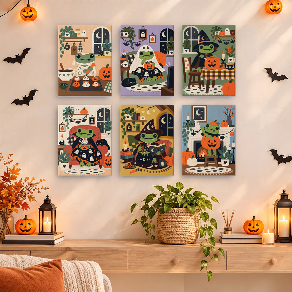 Cozy Halloween Frog mini paint by numbers – image 14