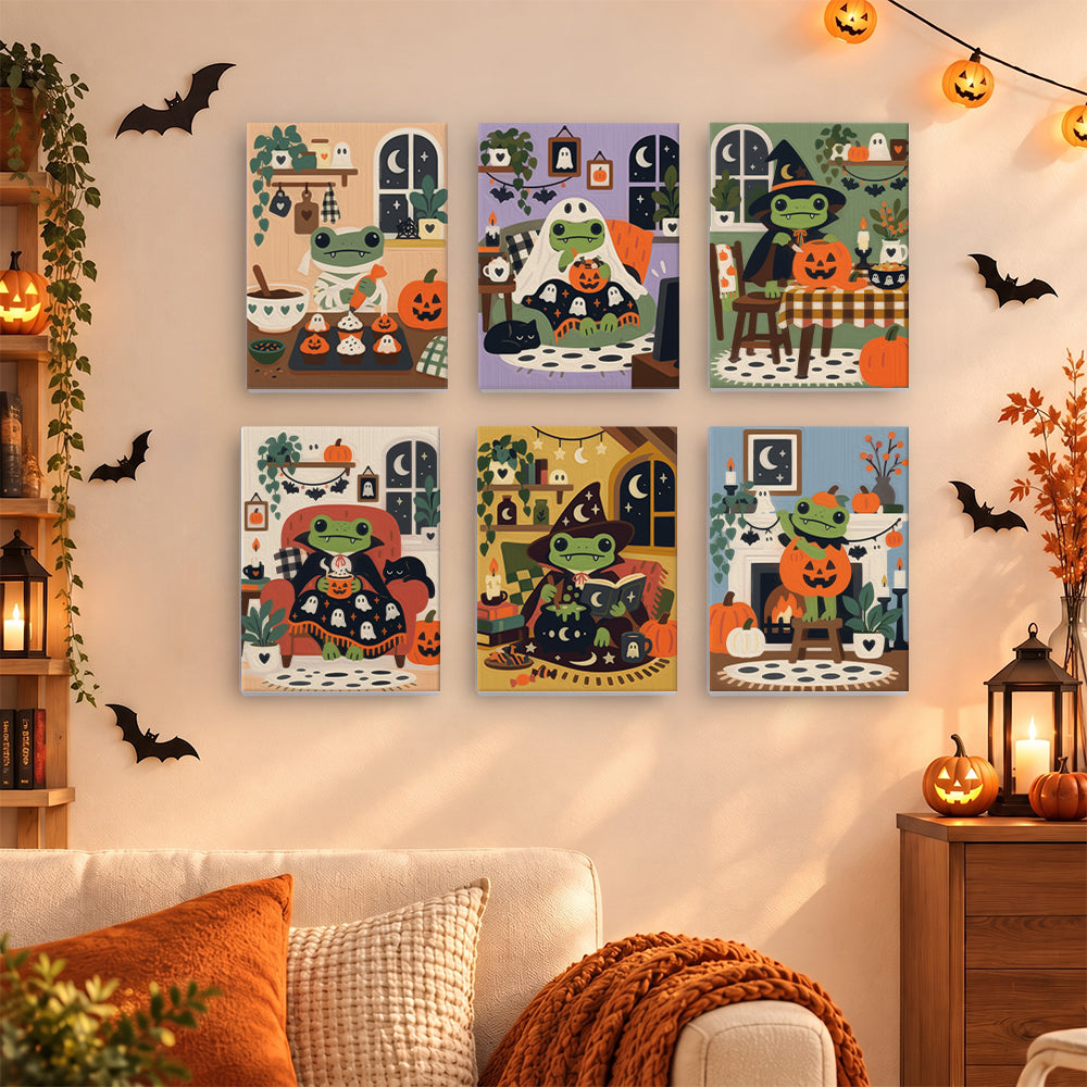 Cozy Halloween Frog mini paint by numbers – image 15