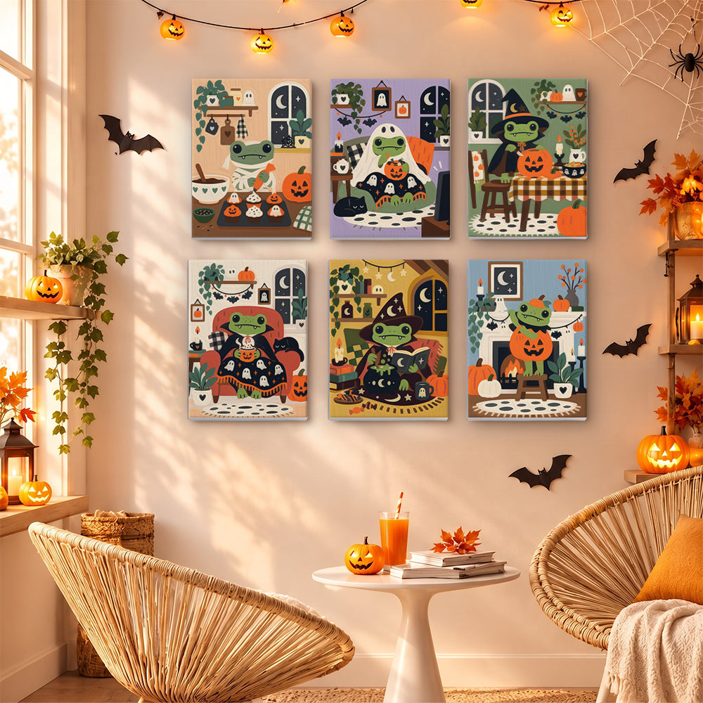 Cozy Halloween Frog mini paint by numbers – image 16