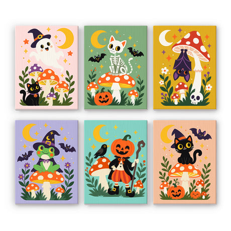 Enchanted Halloween Mushroom mini paint by numbers – image 7