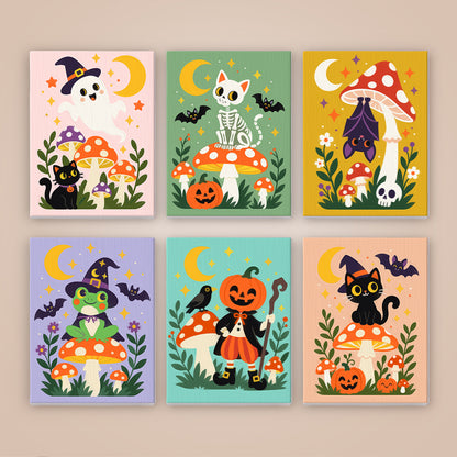 Toadstool Frog Witch and Bats mini paint by numbers – image 8