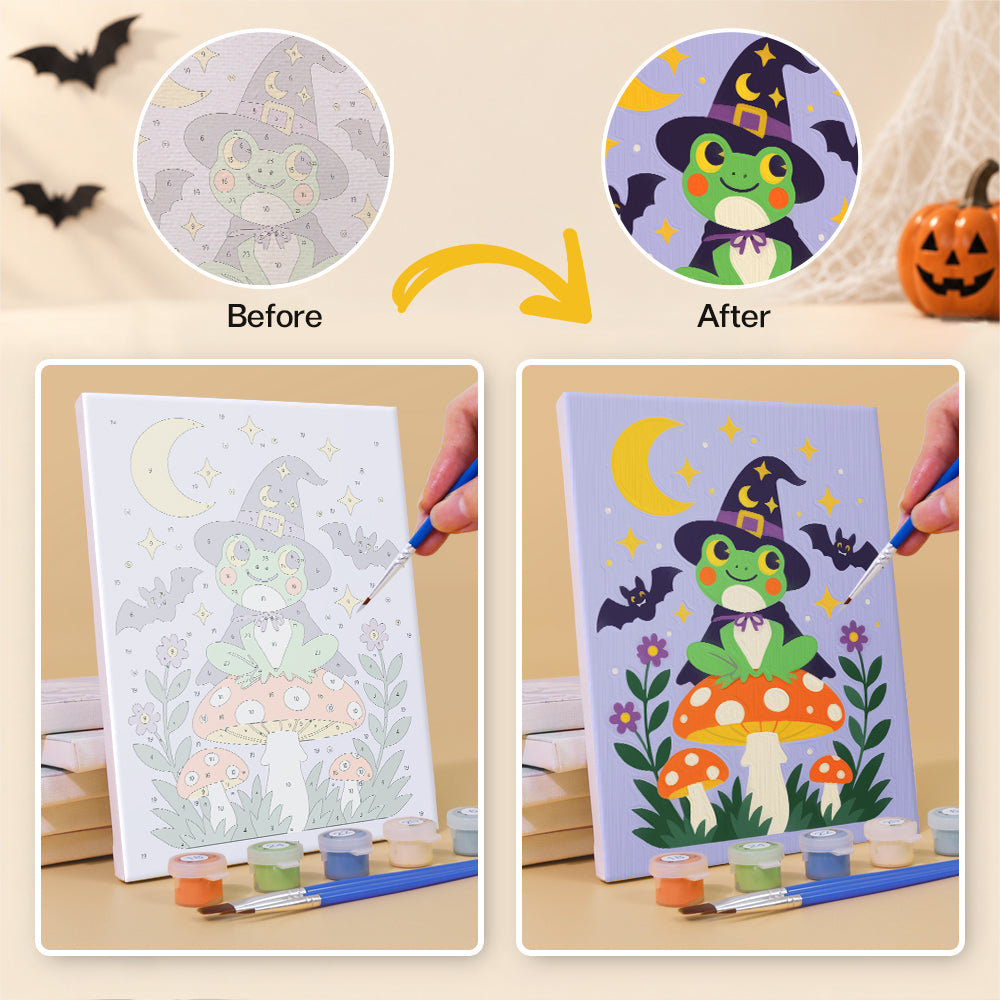 Toadstool Frog Witch and Bats mini paint by numbers – image 10
