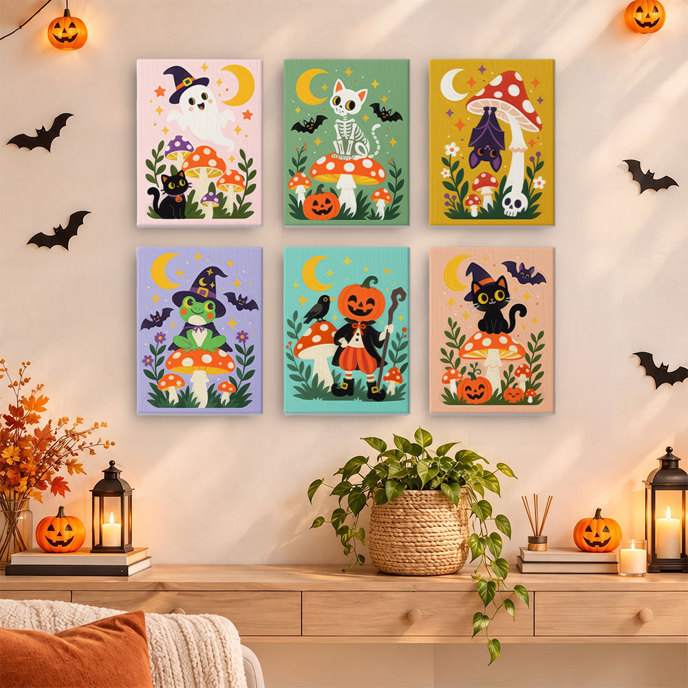 Toadstool Frog Witch and Bats mini paint by numbers – image 14