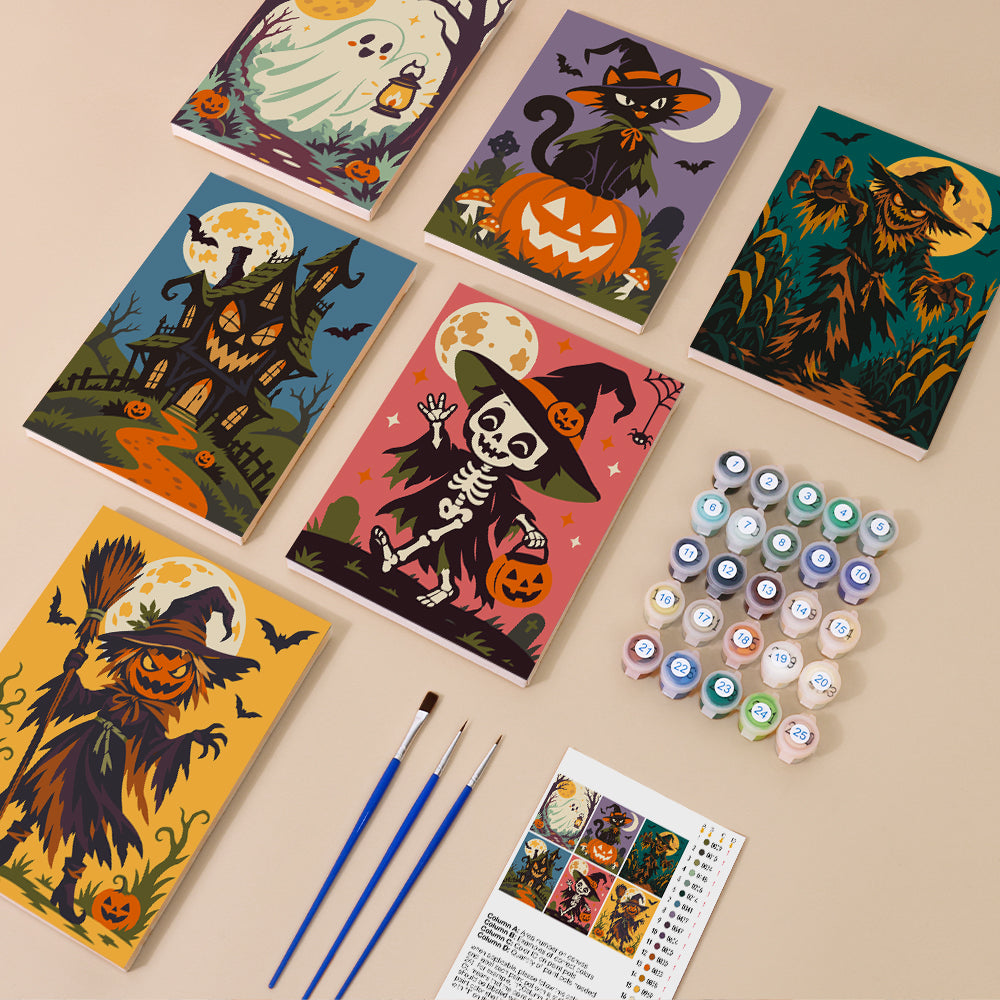 Lantern Ghost and Scarecrow Moon mini paint by numbers – image 1
