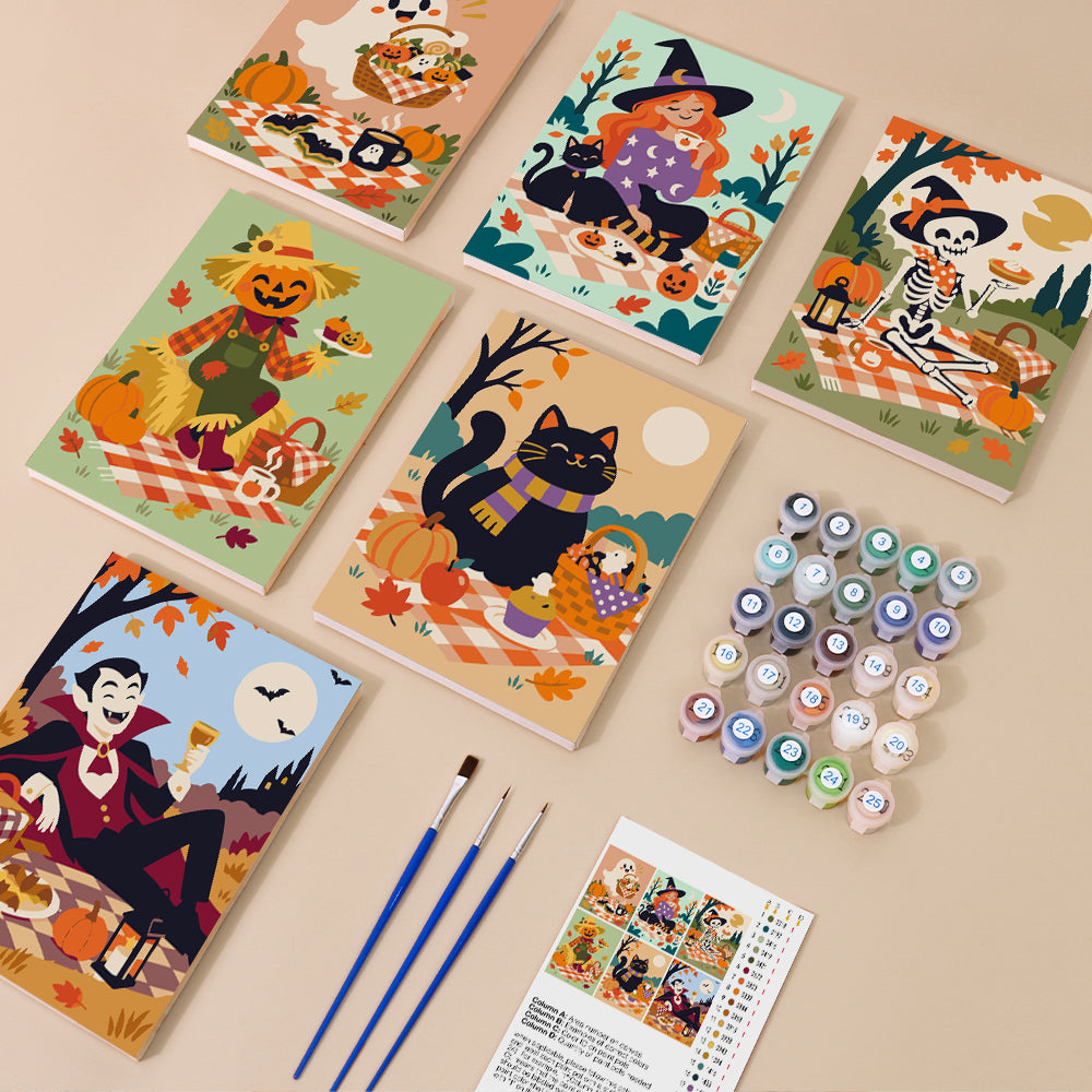 Vampire and Ghost Autumn Picnic mini paint by numbers – image 1