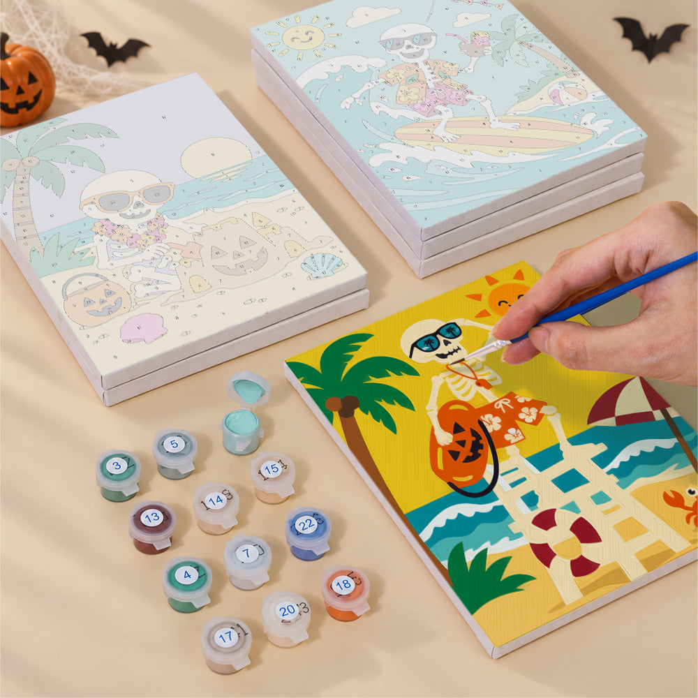 Tropical Skeleton Vacation mini paint by numbers – image 4
