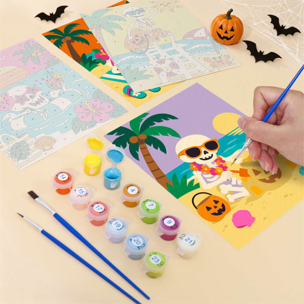 Tropical Skeleton Vacation mini paint by numbers – image 12