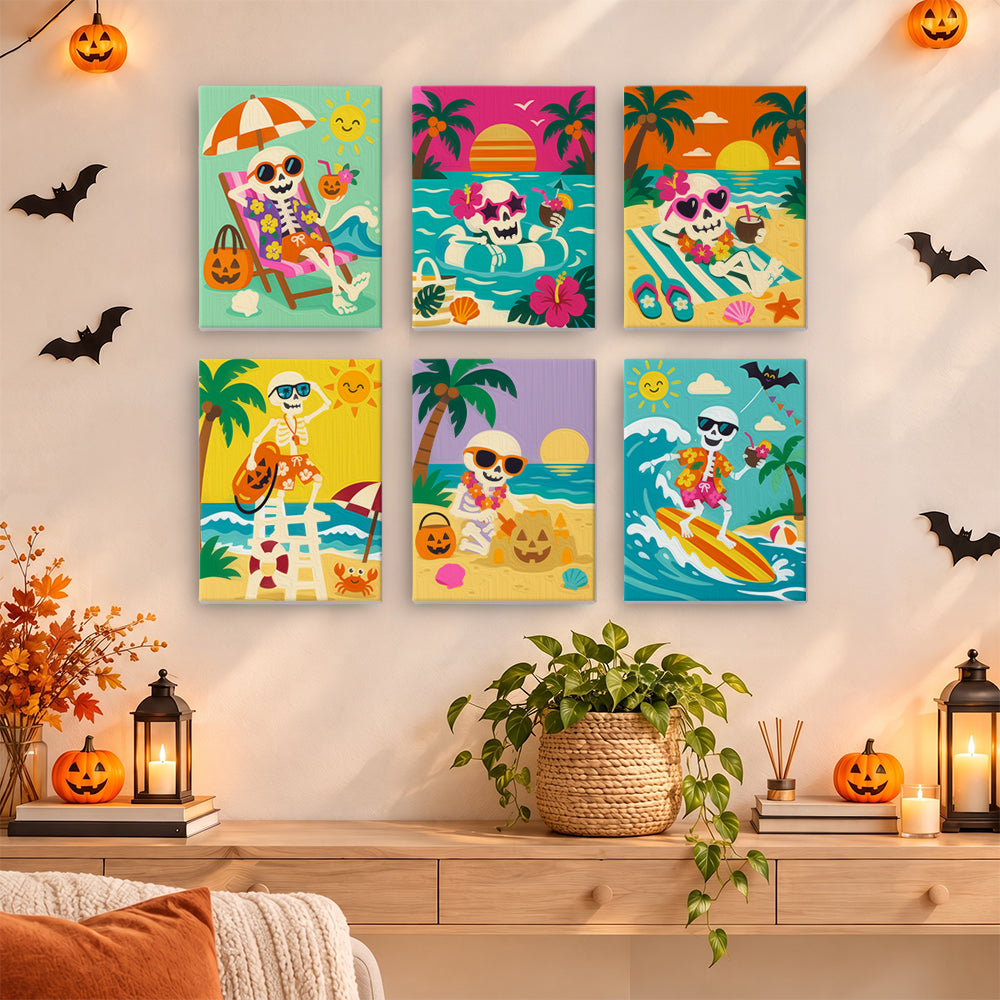Tropical Skeleton Vacation mini paint by numbers – image 14