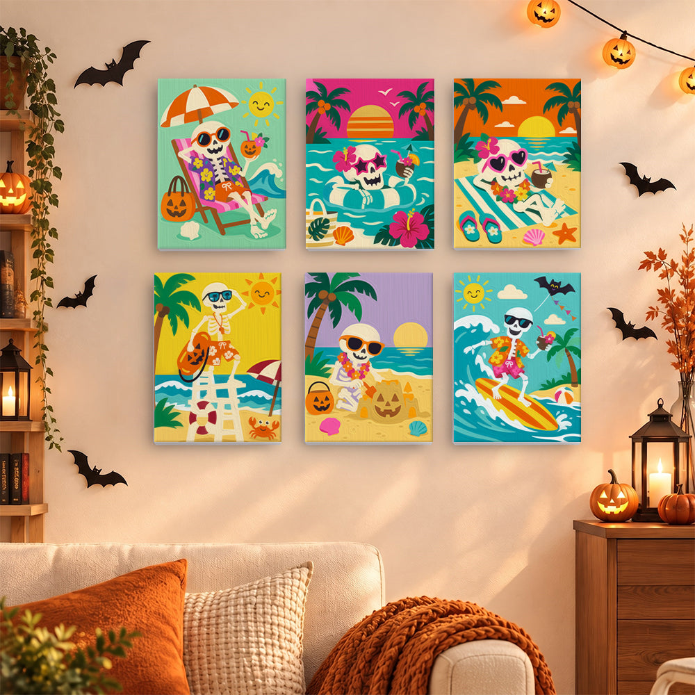 Tropical Skeleton Vacation mini paint by numbers – image 15