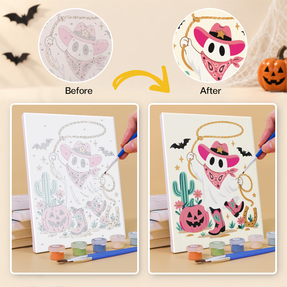 Pink Cowgirl Cat and Ghost Horse mini paint by numbers – image 10
