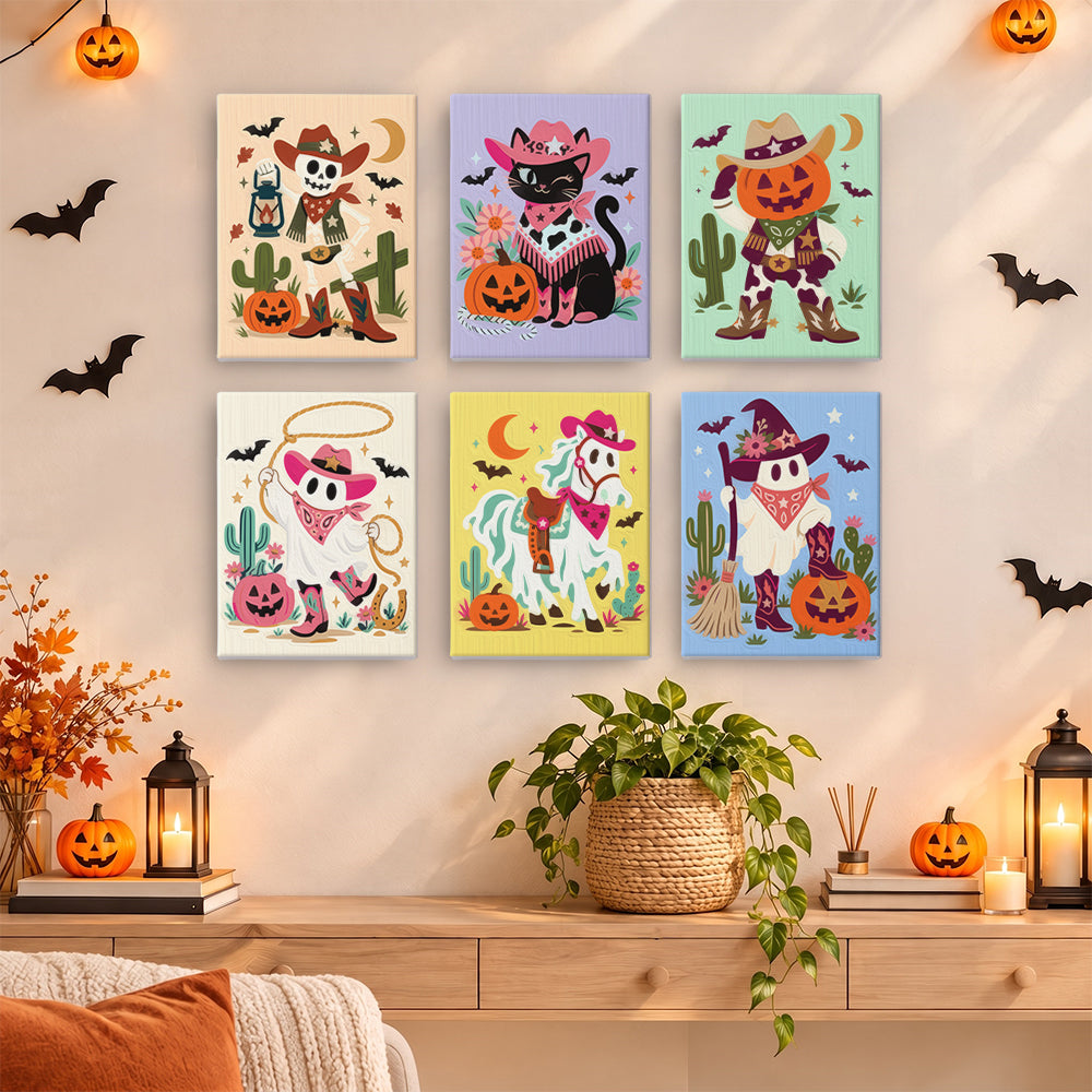 Pink Cowgirl Cat and Ghost Horse mini paint by numbers – image 14