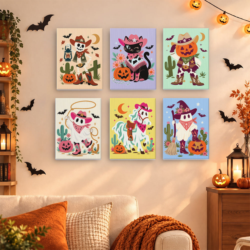 Pink Cowgirl Cat and Ghost Horse mini paint by numbers – image 15