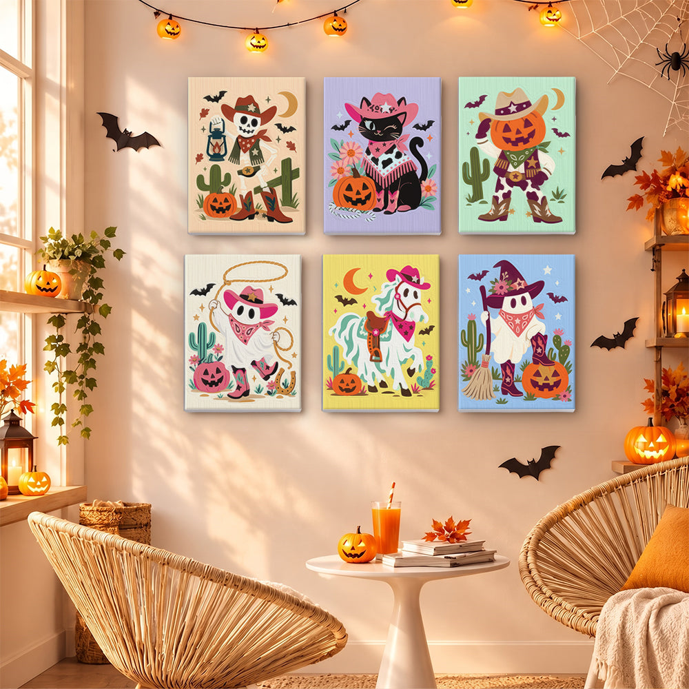 Pink Cowgirl Cat and Ghost Horse mini paint by numbers – image 16