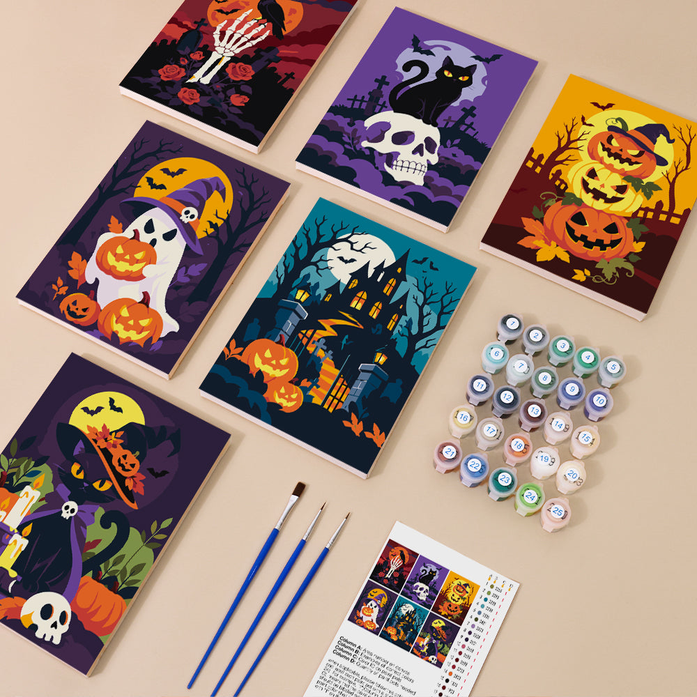 Skeleton Hand and Rose Moon mini paint by numbers – image 1