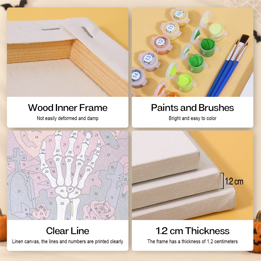 Skeleton Hand and Rose Moon mini paint by numbers – image 9
