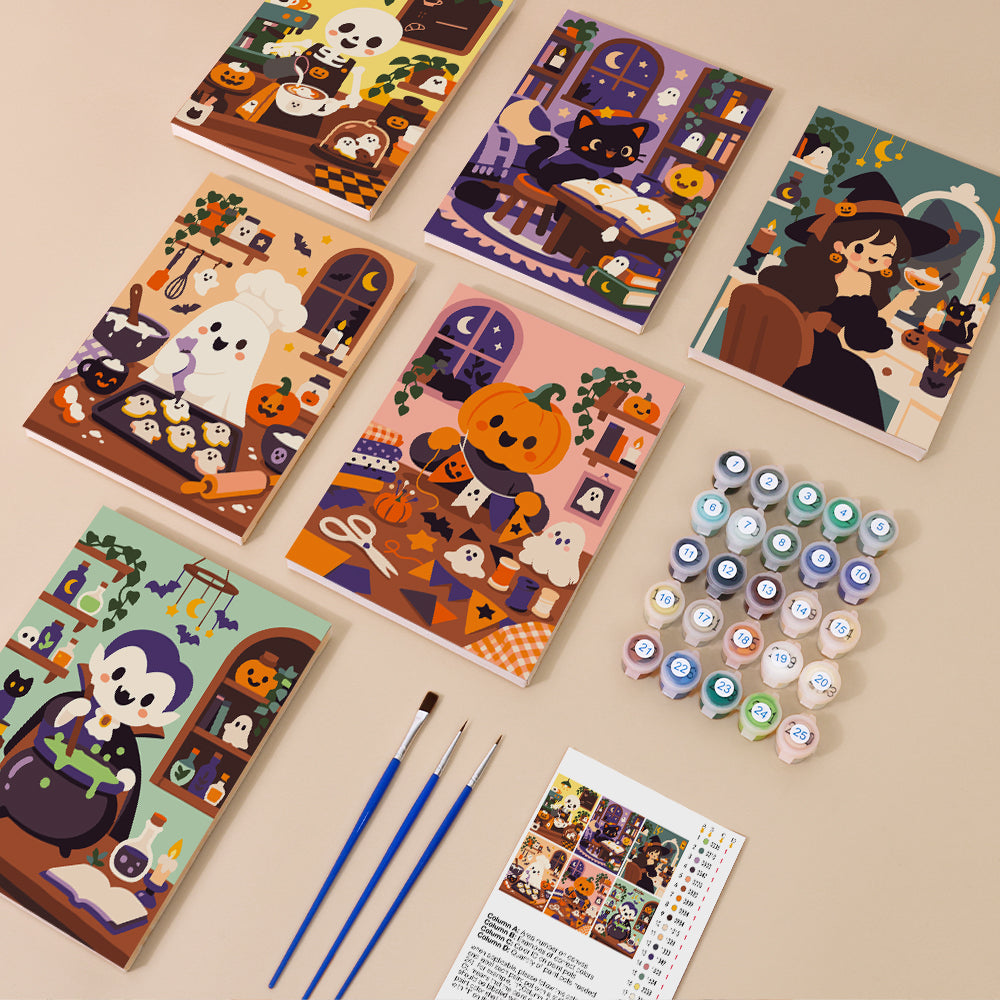 Cozy Halloween Workshop mini paint by numbers – image 1
