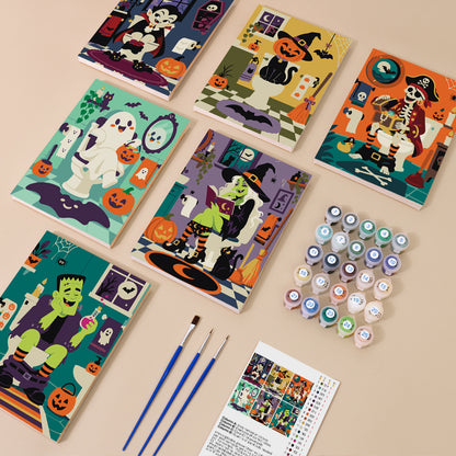 Halloween Bathroom Characters mini paint by numbers – image 1