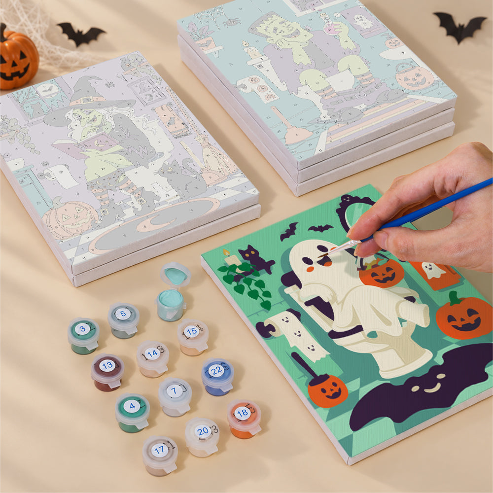 Halloween Bathroom Characters mini paint by numbers – image 4