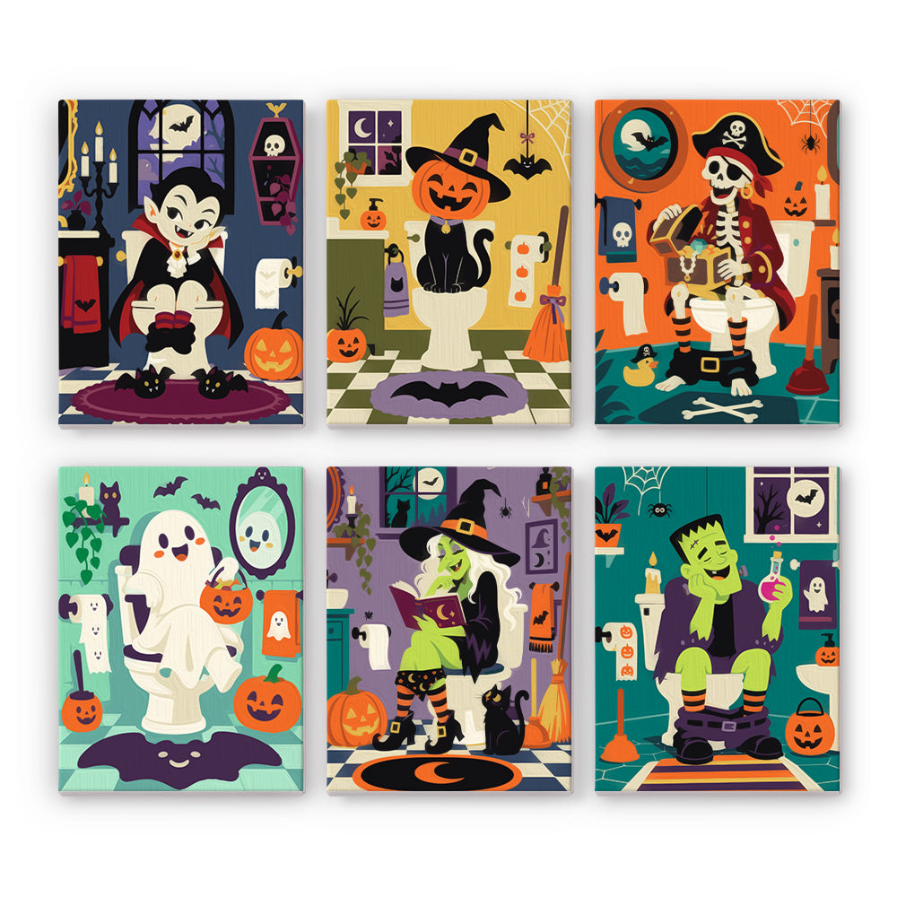 Halloween Bathroom Characters mini paint by numbers – image 7