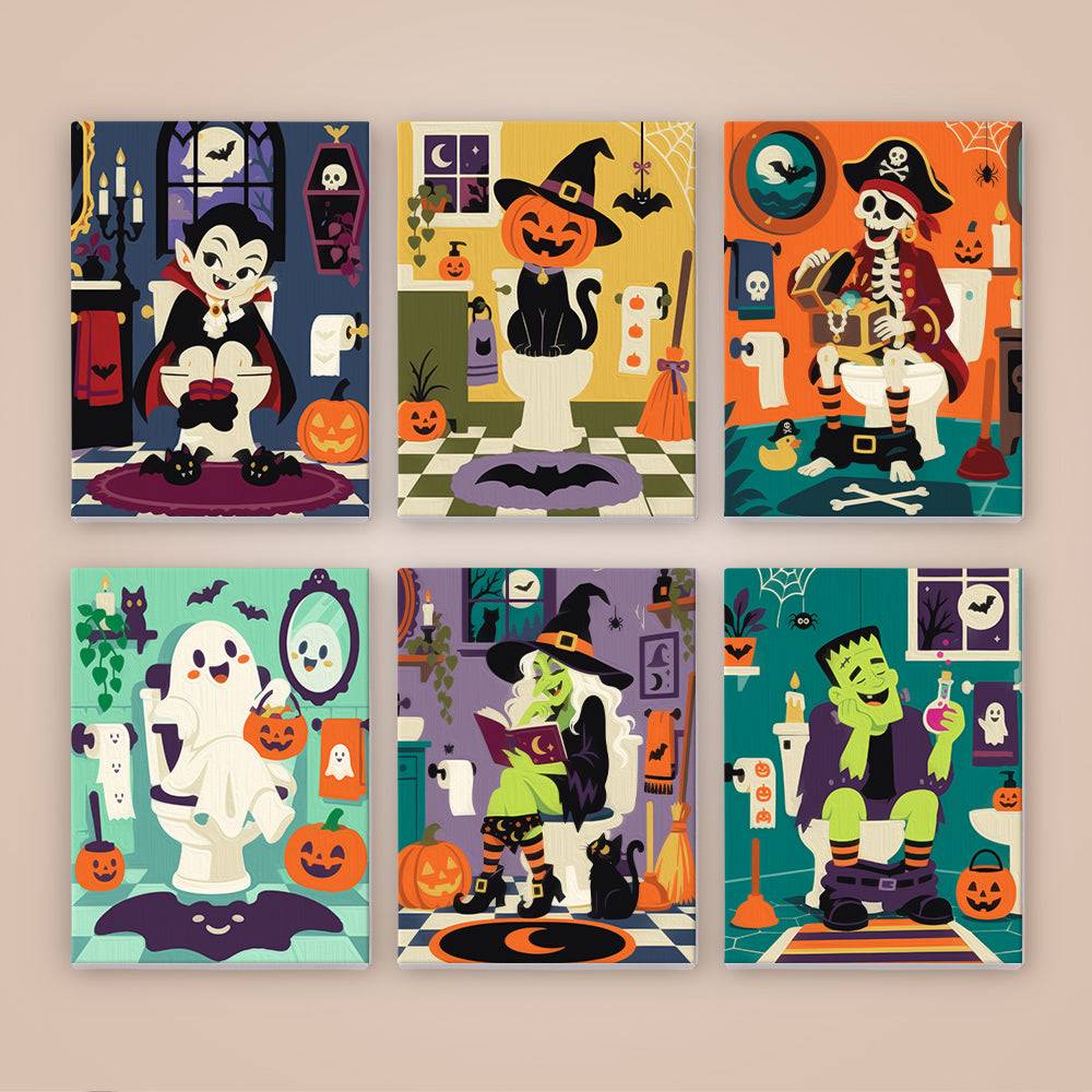 Halloween Bathroom Characters mini paint by numbers – image 8