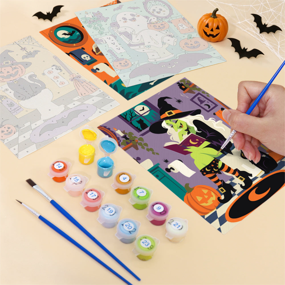 Halloween Bathroom Characters mini paint by numbers – image 12