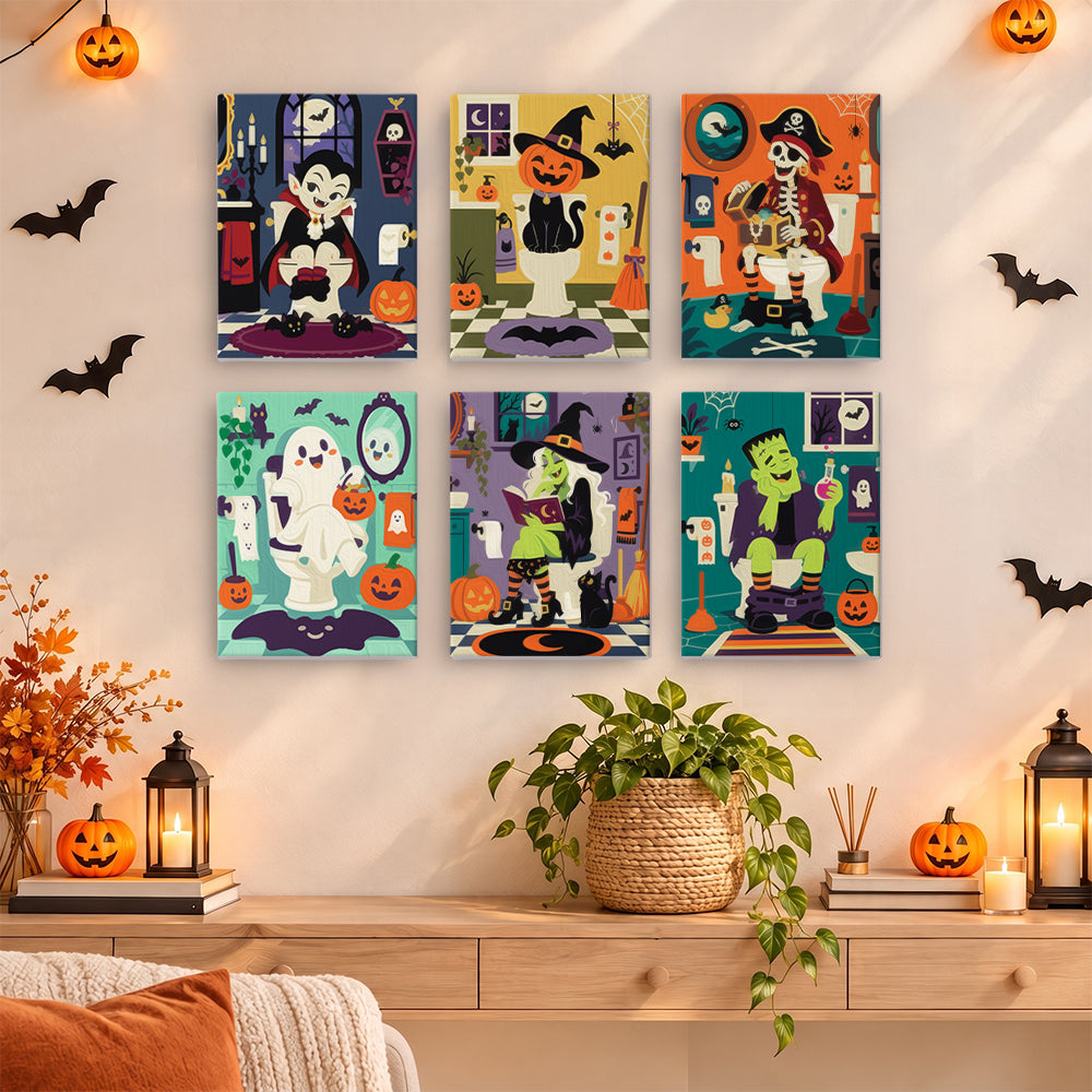 Halloween Bathroom Characters mini paint by numbers – image 14