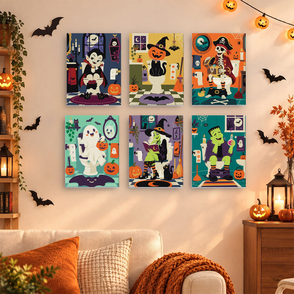 Halloween Bathroom Characters mini paint by numbers – image 15