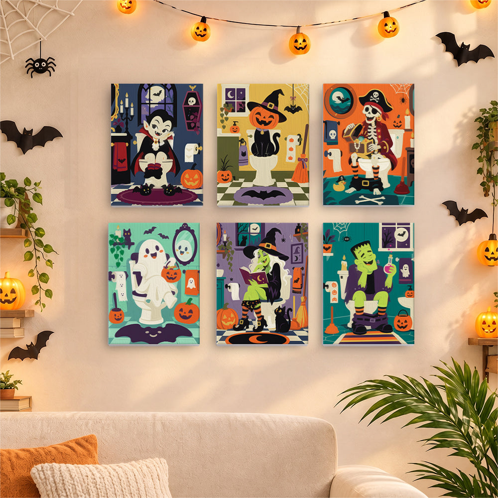 Halloween Bathroom Characters mini paint by numbers – image 17