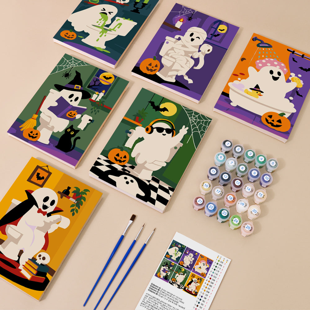 Funny Bathroom Ghosts mini paint by numbers – image 1