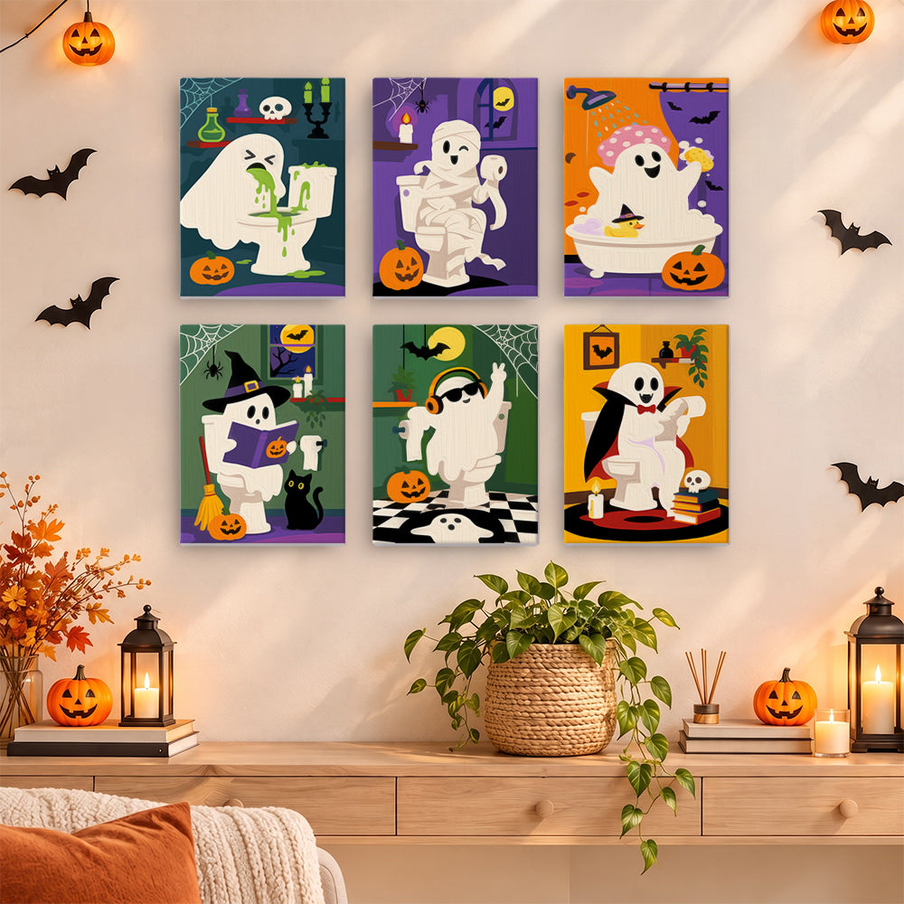 Funny Bathroom Ghosts mini paint by numbers – image 14