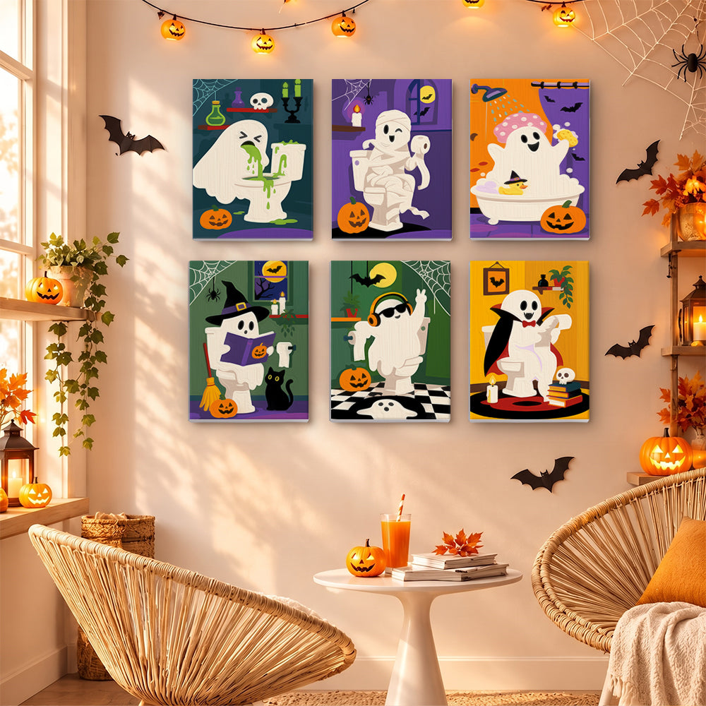 Funny Bathroom Ghosts mini paint by numbers – image 16