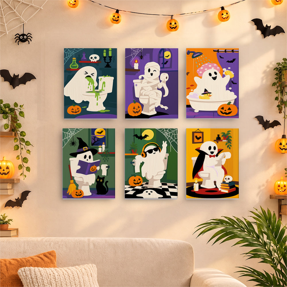 Funny Bathroom Ghosts mini paint by numbers – image 17