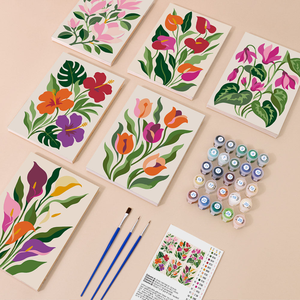 Modern Botanical Flowers mini paint by numbers – image 1