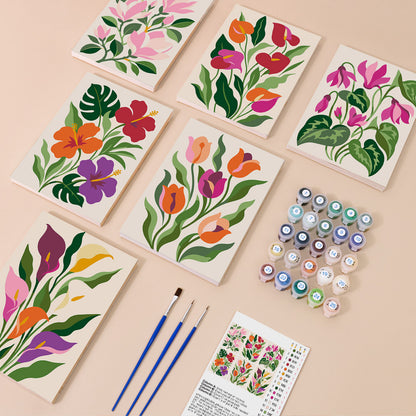 Modern Botanical Flowers mini paint by numbers – image 1