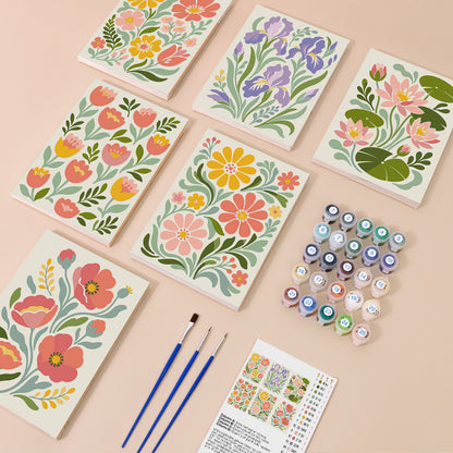 Pastel Folk Floral mini paint by numbers – image 1