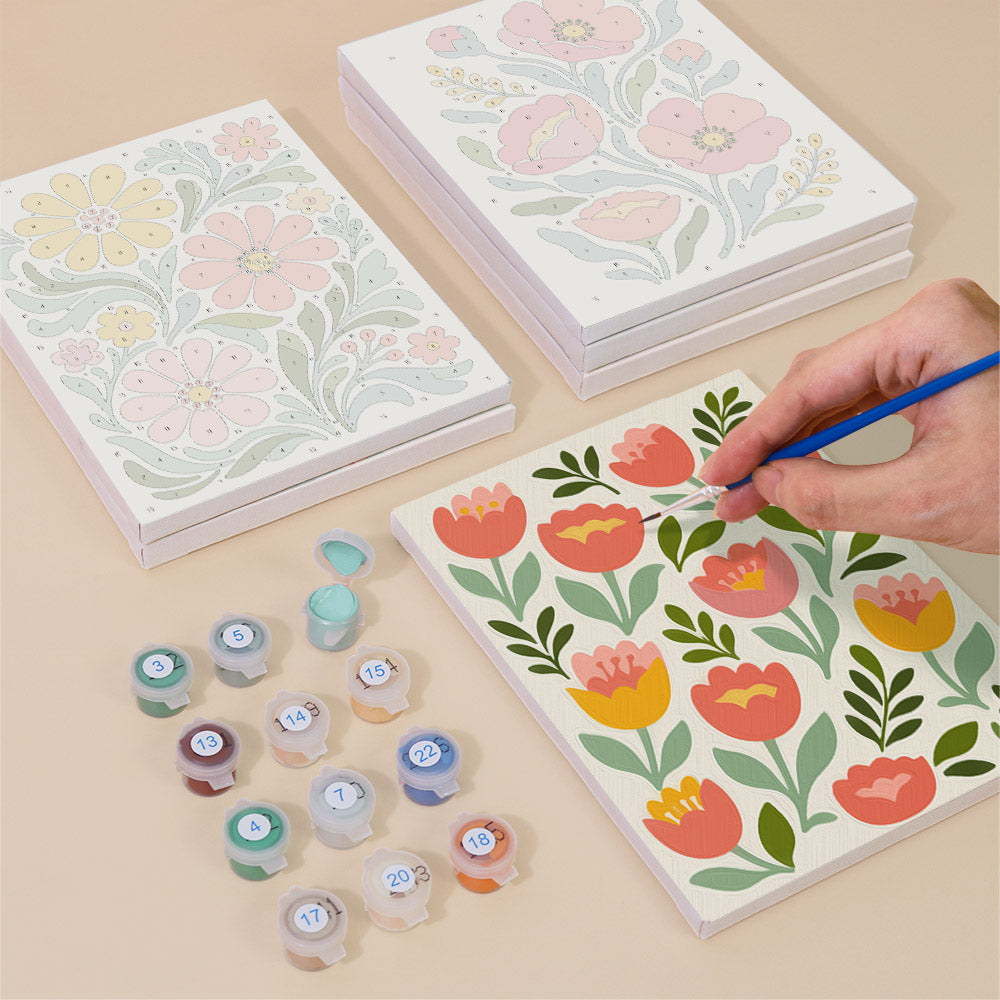 Pastel Folk Floral mini paint by numbers – image 4