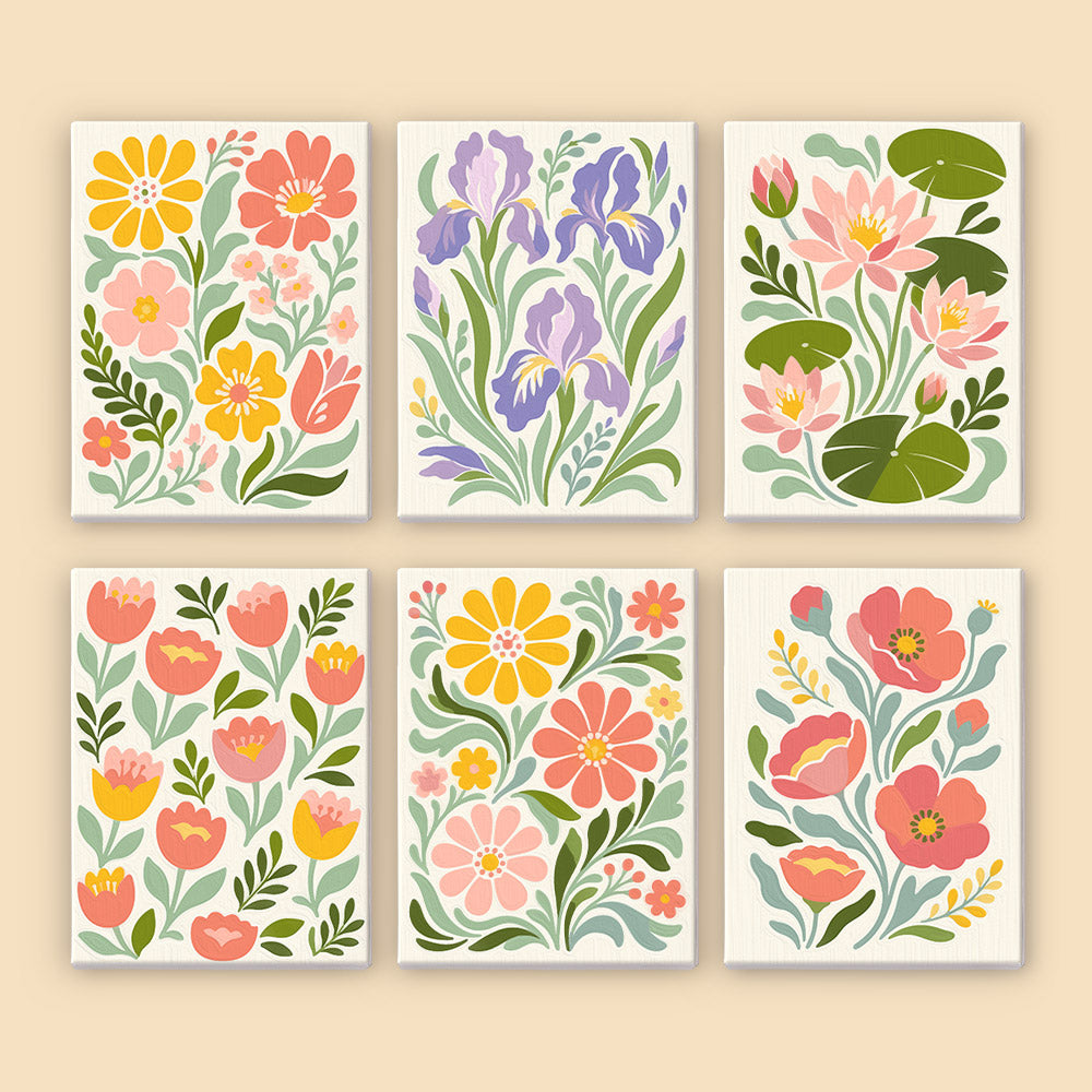Pastel Folk Floral mini paint by numbers – image 8