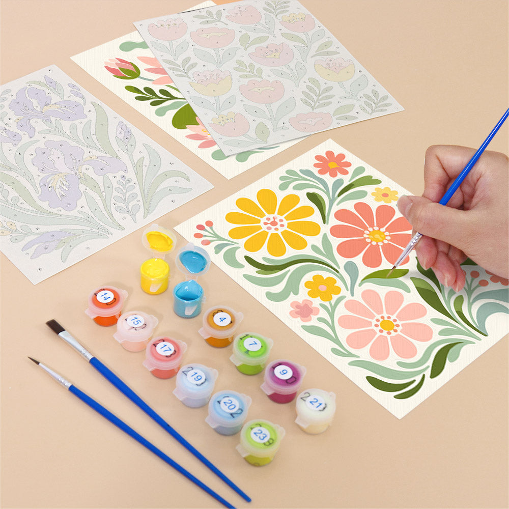 Pastel Folk Floral mini paint by numbers – image 12