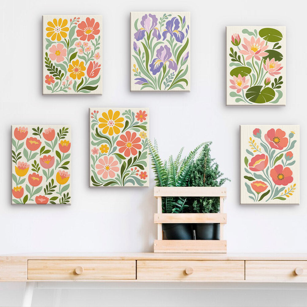 Pastel Folk Floral mini paint by numbers – image 15