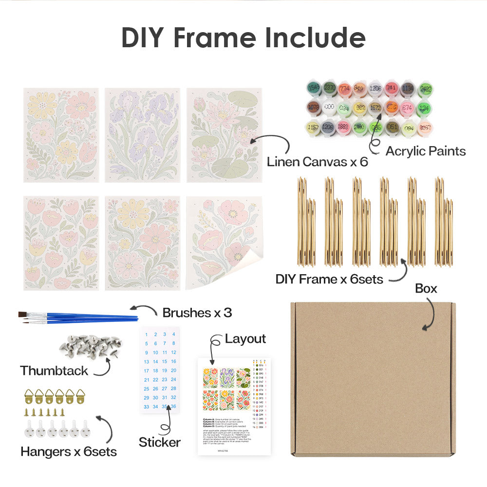 Pastel Folk Floral mini paint by numbers – image 18
